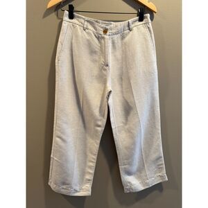 Van Heusen Studio Women's Beige Linen Blend Cropped Wide Leg Capri, size 2